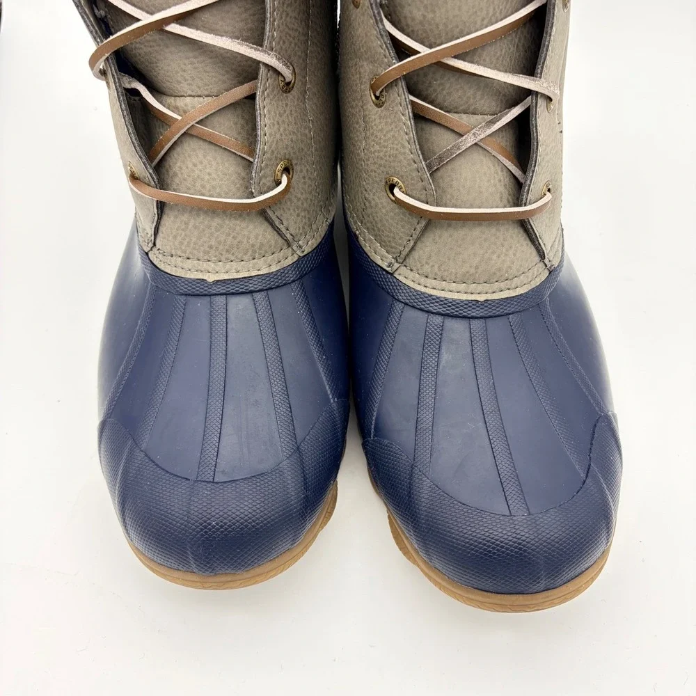 Sperry Saltwater Duck‎ Boots Womens 9 Navy Grey Waterproof Leather Boots Utility